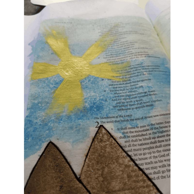 Watercolor with salt technique - sun