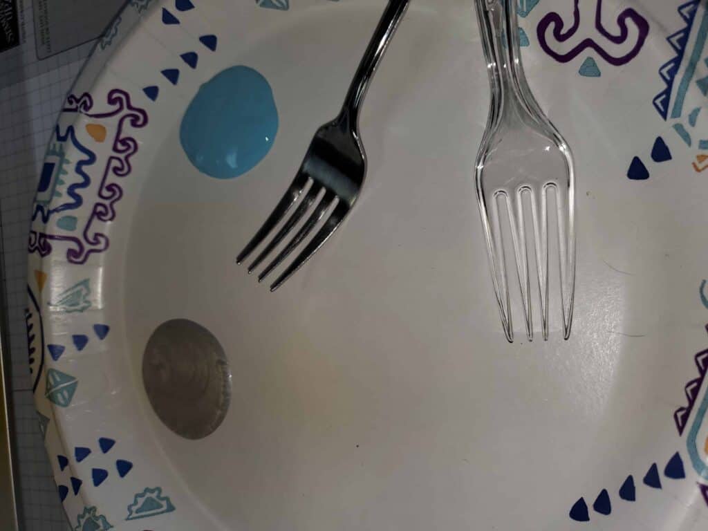fork stamping Bible journaling with household objects